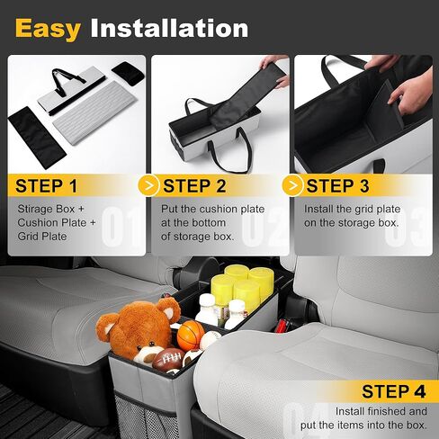 Car Seat Organizer Compatible with 2020-2024 2025 2026 Kia Telluride - Grey Backseat Box Console Organizer for Kia Telluride, Kids Toys Baby Supplies Dog Toys Snack Storage Bin Travel Accessories in Kuwait