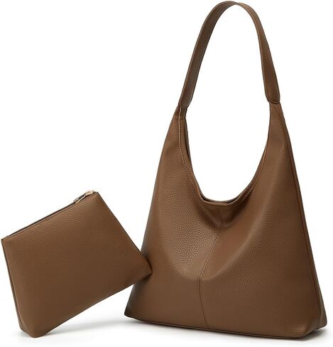 Retro Shoulder Bag Slouchy Tote Bag for Women Soft Leather Handbags Work Purse Ladies Top Handle Bag Large Capacity 2Pcs in Kuwait