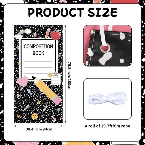 Composition Notebook Door Cover Back to School Classroom Decor Composition Notebook Hanging Door Banner Welcome Cover Banner for First Day of School Classroom Office Wall Doors Porch Sign Decoration in Saudi Arabia