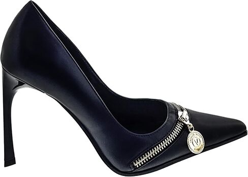 VERSACE JEANS COUTURE Womens Black Pointed Toe Pumps with Gold Zip Detail in Saudi Arabia