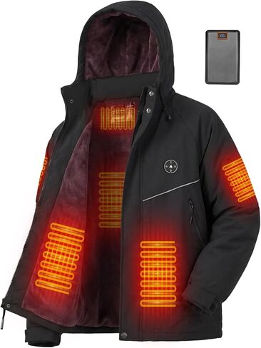 Heated Jacket for Men with Fleece Lining 20000 mAh Battery Fast Charge Windproof Electric Men's Heated Coat in Kuwait