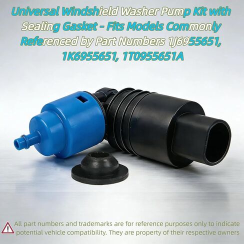 Windshield Washer Pump with Seal Gasket - Replaces Part Numbers 1J6955651, 1K6955651, 1T0955651A in Saudi Arabia