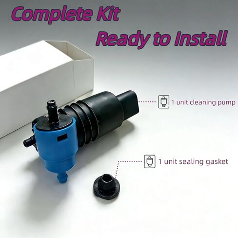 Windshield Washer Pump with Seal Gasket - Replaces Part Numbers 1J6955651, 1K6955651, 1T0955651A in Saudi Arabia