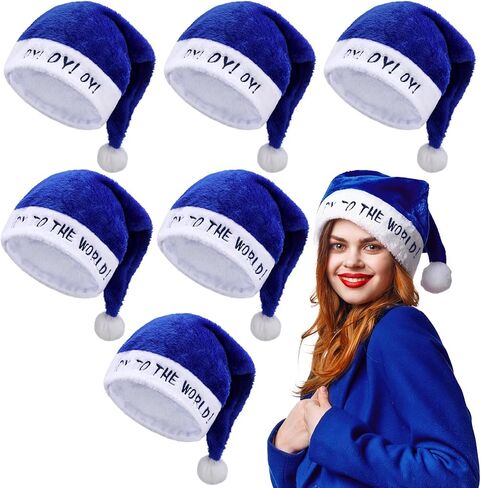 Tarpop 6 Pcs Hanukkah Chanukah Christmas Party Decor Blue Christmas Hats for Men Women Party Costume Accessories Holiday Gift in Saudi Arabia
