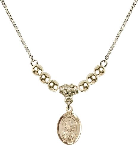 Bonyak Jewelry 18 Inch Hamilton Gold Plated Necklace w/ 4mm Gold Filled Beads and Saint Gianna Beretta Molla in Saudi Arabia