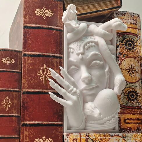 Medusa 3D مطبوعة مزخرفة للكتب خفيفة الوزن ومتينة لرف الكتب للأصدقاء، أنيقة للكتب، مثالية لديكور المنزل، ضرورية لمحبي الكتب (رمادي ميدوسا) in Kuwait