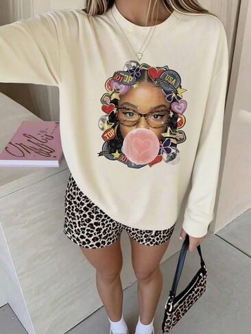 Girls Graphic Long Sleeve T-Shirt, Printed Crewneck Tee for Kids 8–14Y in Saudi Arabia