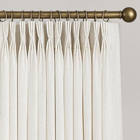 ستائر كتان طويلة مطوية بقرصة ثلاثية مقاس 90 بوصة، مجموعة من لوحتين لغرفة المعيشة، ستائر نظام المسار محايدة وحديثة للمزرعة، مرشحة للضوء، مزيج من الكتان شبه الشفاف، ستائر مطوية بقرصة 90 طول كريمي in Kuwait