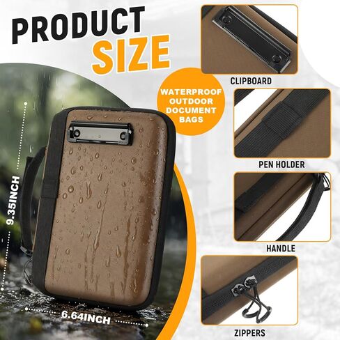 Tactical Waterproof Clipboard with Storage, Rigid Field Writing Board Case, 6.64" x 9.35" Organizer for Outdoor Notes, Construction, Military, Camping Use in Saudi Arabia