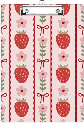 Strawberry Clipboard Low Profile Metal Clip Flower Bow Acrylic Clip Boards A4 Letter Size for Nurses Teachers Kids School 8.5X 12.5 in in Saudi Arabia