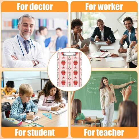 Strawberry Clipboard Low Profile Metal Clip Flower Bow Acrylic Clip Boards A4 Letter Size for Nurses Teachers Kids School 8.5X 12.5 in in Saudi Arabia