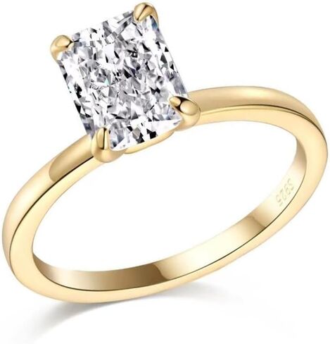 2 Carat Lab Grown Diamond Ring for Women,18K White/Gold Plated Radiant Cut Eternity Rings, D Color VVS1 Clarity Simulated Diamond, Wedding Engagement Anniversary Ring Set in Saudi Arabia