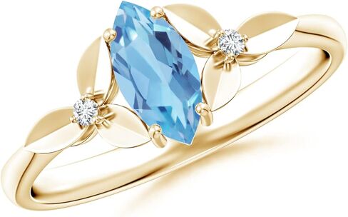 ANGARA Natural Swiss Blue Topaz Solitaire Ring for Women in 14K Solid Gold | November Birthstone, Birthday, Engagement, Anniversary, Wedding Jewelry Gift for Women in Saudi Arabia
