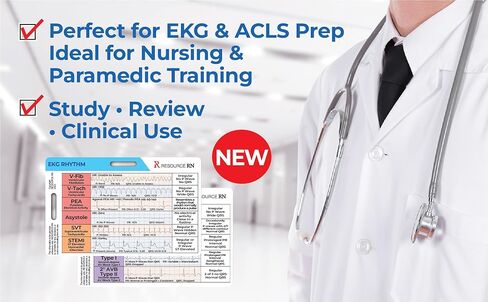 EKG Rhythm Interpretation Badge Cards (2-Piece Set) – Compact & Portable Reference Cards – Rapid EKG Interpretation Guide – Dual Horizontal & Vertical Layout – Clinical Quick Reference in Kuwait