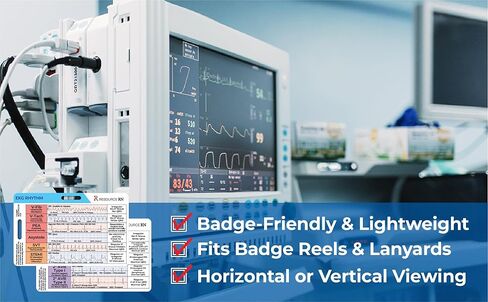 EKG Rhythm Interpretation Badge Cards (2-Piece Set) – Compact & Portable Reference Cards – Rapid EKG Interpretation Guide – Dual Horizontal & Vertical Layout – Clinical Quick Reference in Kuwait