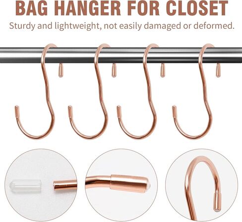 12 Pcs Purse Organizer for Closet Handbag Hook, Purse Hangers for Closet with Unique Twisted Hook Design, Purse Organizer Holder for Hanging Handbag, Belt, Hat, Backpack, Jeans Rose Gold in Saudi Arabia