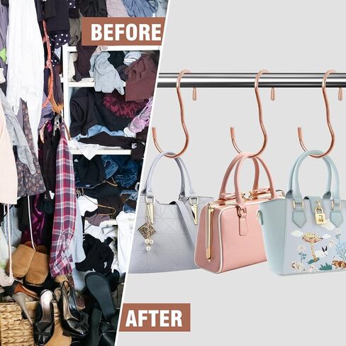 12 Pcs Purse Organizer for Closet Handbag Hook, Purse Hangers for Closet with Unique Twisted Hook Design, Purse Organizer Holder for Hanging Handbag, Belt, Hat, Backpack, Jeans Rose Gold in Saudi Arabia