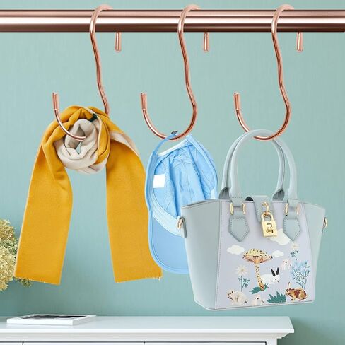 12 Pcs Purse Organizer for Closet Handbag Hook, Purse Hangers for Closet with Unique Twisted Hook Design, Purse Organizer Holder for Hanging Handbag, Belt, Hat, Backpack, Jeans Rose Gold in Saudi Arabia