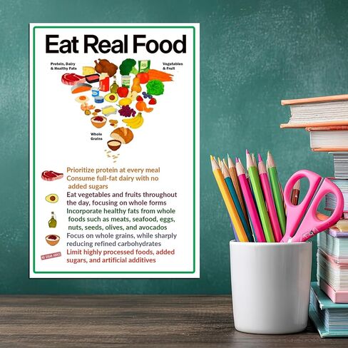 ملصق JP's Parcels Eat Real Food Nutrition، مخطط هرم غذائي تعليمي، 12x18 بوصة، ملصق حائط لامع للفصل الدراسي، دليل النظام الغذائي الحديث، صنع في الولايات المتحدة الأمريكية in Kuwait