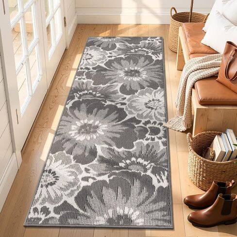 سجادة Findosom Hallway Runner مقاس 2x8، سجادة عداء غير قابلة للانزلاق عالية ومنخفضة وقابلة للغسل مع دعم مطاطي، سجادة Boho للمطبخ، المدخل، غرفة النوم، الغسيل، أسود وبيج in Kuwait