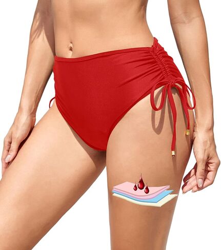 Leoparts Period Swimwear for Women Teens Black Leakproof Swim Bottoms High Waist Side Drawstring Menstrual Swimsuit Bottoms in Saudi Arabia