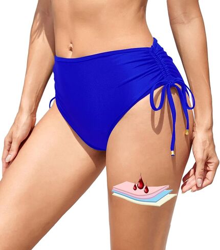 Leoparts Period Swimwear for Women Teens Black Leakproof Swim Bottoms High Waist Side Drawstring Menstrual Swimsuit Bottoms in Saudi Arabia