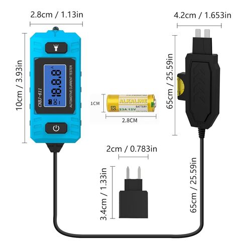 جهاز اختبار دائرة السيارة، جهاز اختبار تيار السيارة، شفرة بحد أقصى 48 فولت، قياس الدائرة أمبير فيوز بادي، جهاز فحص صندوق صمامات السيارة للتيار مع بطارية 23 أمبير/12 فولت in Kuwait