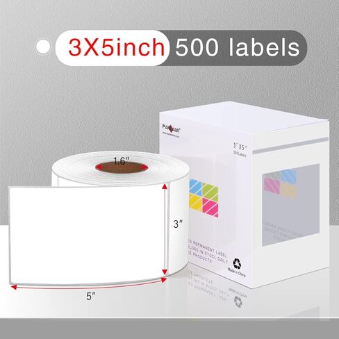 PARLAIM 5" X 3" Permanent Rectangle Color Code Stickers, 500PCS Square Tape Inventory Moving Box Label Per Dispenser Box Black in Saudi Arabia