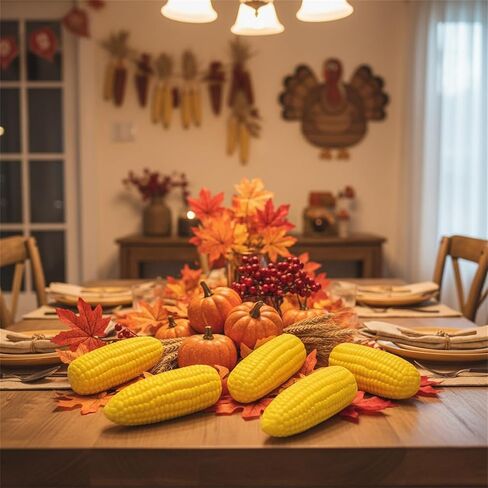 LOGOFUN 6 pcs Artificial Corn Decoration Simulation Corn Model Fake Corn Prop Foam Vegetable Photo Prop for Shop Window Decorations 14.00X5.00X5.00cm/5.50X1.97X1.97in in Saudi Arabia