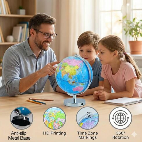 كرة أرضية مضيئة 3 في 1 للأطفال والكبار مع خريطة كوكبة، مصباح متغير اللون للتعلم والتعليم، ضوء ليلي لغرفة الأطفال وديكور المكتب in Kuwait
