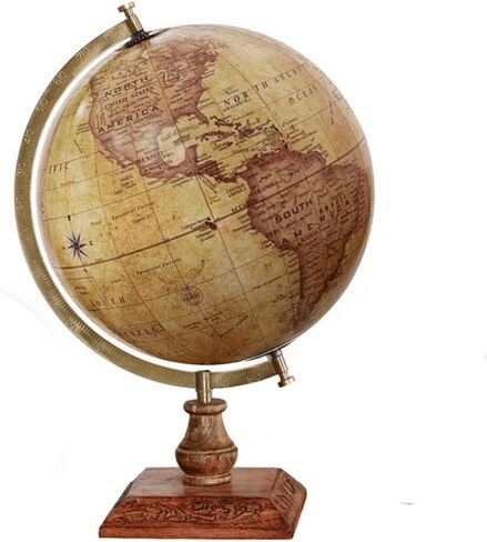 World Globe - طراز كلاسيكي - قاعدة خشبية متينة - خليج أمريكا وجبل ماكينلي - كرة أرضية مقاس 30.48 سم in Kuwait