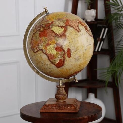 World Globe - طراز كلاسيكي - قاعدة خشبية متينة - خليج أمريكا وجبل ماكينلي - كرة أرضية مقاس 30.48 سم in Kuwait
