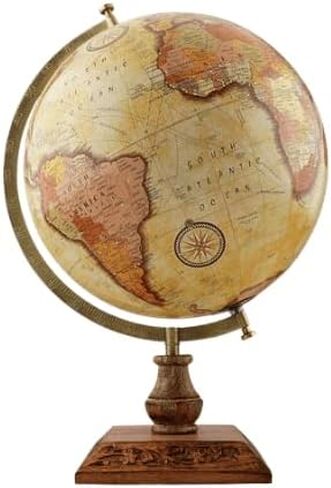 World Globe - طراز كلاسيكي - قاعدة خشبية متينة - خليج أمريكا وجبل ماكينلي - كرة أرضية مقاس 30.48 سم in Kuwait