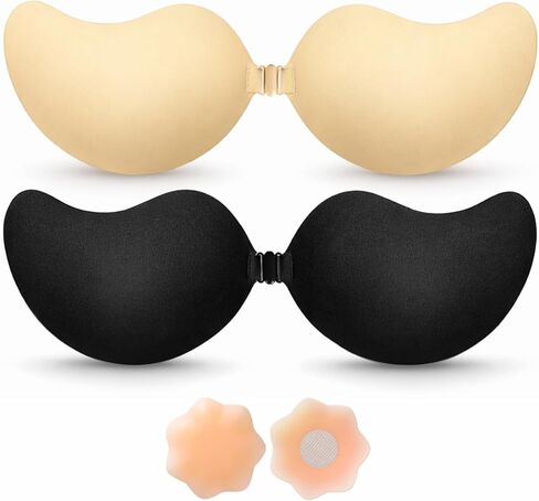 Sticky Bra Push Up – Backless, 2 Pair Invisible Adhesive Strapless Bra with Clip - A-D Cup in Saudi Arabia