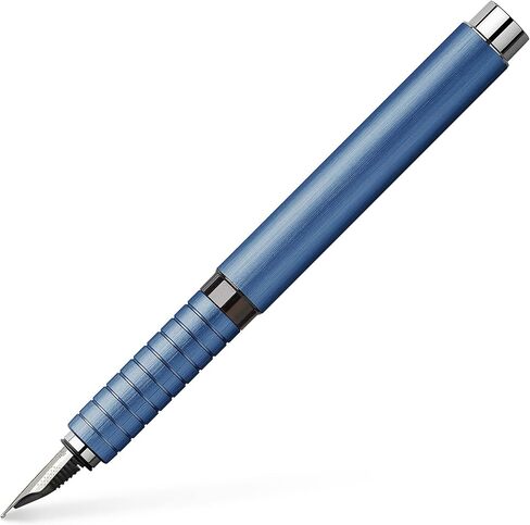 Faber-Castell Essentio Aluminum Blue Fountain Pen - Medium Nib with Black Ink - Fine Writing Instruments in Saudi Arabia