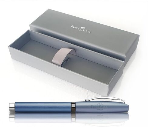 Faber-Castell Essentio Aluminum Blue Fountain Pen - Medium Nib with Black Ink - Fine Writing Instruments in Saudi Arabia