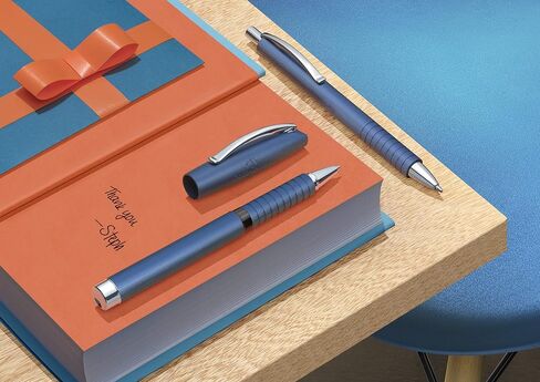 Faber-Castell Essentio Aluminum Blue Fountain Pen - Medium Nib with Black Ink - Fine Writing Instruments in Saudi Arabia