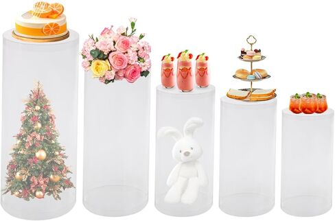 3 قطع من قاعدة التمثال الأسطوانية الشفافة للحفلات، طاولات أسطوانية مقاس 35.4 بوصة/29.5 بوصة/23.6 بوصة، أعمدة عرض أكريليك PVC، حامل عرض قاعدة حديث لحفلات الزفاف، وأعياد الميلاد، والأحداث in Kuwait