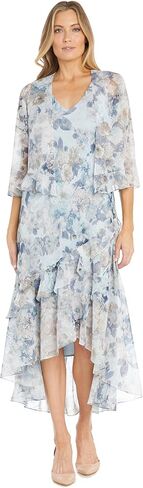 R&M Richards Women's Floral Chiffon High-Low Jacket Dress W/Ruffle Skirt - 2 Piece Daytime Spring Summer Dress Set in Saudi Arabia