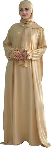 Abaya Muslim Dress Women Prayer Dress Long Sleeve Loose Maxi Modest Islamic Clothes with Hijab Scarf in Saudi Arabia
