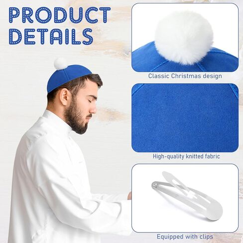 Jewish Santa Hat Christmas Yarmulke Kippah with Clips Yamaka Cap Hanukkah Gift for Men Jew Xmas Costumes in Saudi Arabia