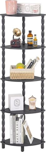 MaxSmeo Corner Shelf, 5-Tier Corner Bookshelf for Small Spaces, Stylish Corner Storage Display Shelves for Bedroom, Bathroom, Kitchen, Living Room (Rustic Brown) in Saudi Arabia