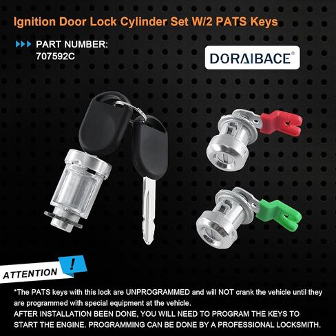 لسيارة Ford F150 2004-2014، F250 2008-2016، F350 2008-2016، Expedition 2003-2010، لسيارة Lincoln Navigator 2004-2011، أسطوانة قفل مفتاح الإشعال وأسطوانة قفل بابين مع استبدال مفاتيح PATS # 707592C in Kuwait