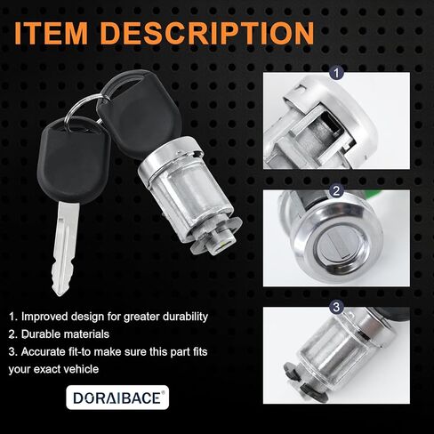 لسيارة Ford F150 2004-2014، F250 2008-2016، F350 2008-2016، Expedition 2003-2010، لسيارة Lincoln Navigator 2004-2011، أسطوانة قفل مفتاح الإشعال وأسطوانة قفل بابين مع استبدال مفاتيح PATS # 707592C in Kuwait