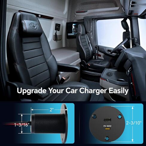 منفذ USB RV بقدرة 118 وات 100 وات PD3.0 من النوع C، منفذ شحن سريع مزدوج للطائرة بدون طيار، Starlink Mini، مقبس USB 18 وات QC3.0 ألومنيوم 12 فولت، ملحقات لقارب شاحنة مقطورة RV (قطعتان) in Kuwait