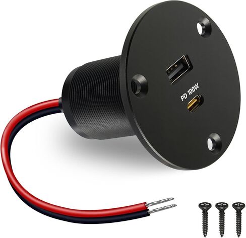 منفذ USB RV بقدرة 118 وات 100 وات PD3.0 من النوع C، منفذ شحن سريع مزدوج للطائرة بدون طيار، Starlink Mini، مقبس USB 18 وات QC3.0 ألومنيوم 12 فولت، ملحقات لقارب شاحنة مقطورة RV (قطعتان) in Kuwait