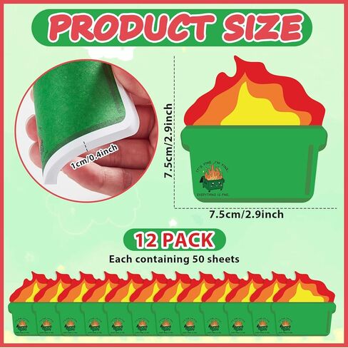 12 Pcs Dumpster Fire Post it Notes Employee Appreciation Gifts Notepads Funny Office Decor Everything is Fine Paper Pads Reminders Memos for Coworker Teacher Staff Friends in Saudi Arabia