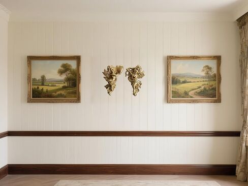 قطعتان من ديكور الحائط الملائكي، لوحة فنية جدارية على شكل Cherub مقاس 5.3 بوصة، كيوبيد من الراتنج المجنح، ديكور جميل على شكل Cherub لحفلات الزفاف المنزلية. ديكور حائط بأجنحة الملاك العتيقة، زينة للتعليق على الحائط in Kuwait