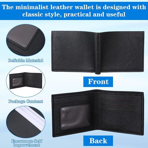 مجموعة محفظة رجالية مكونة من 24 قطعة - محافظ رفيعة من جلد البولي يوريثان ثنائية الطي للرجال، هدايا شخصية لزملاء العمل والأصدقاء والعائلة (أسود) in Kuwait