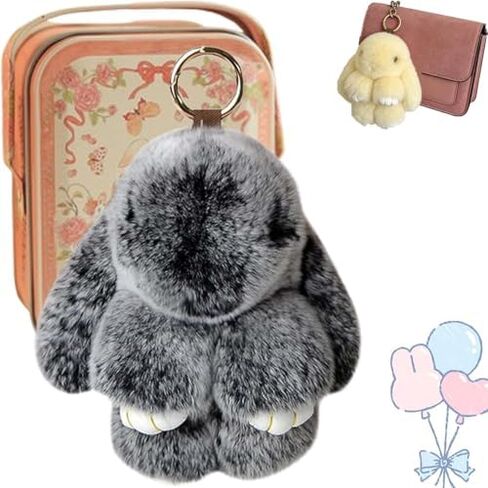 2026 New Bunny Keychain With Tin Box,Handmade Soft Bunny Charms,Gift & Stylish Bag Accessory For Girls & Women in Saudi Arabia
